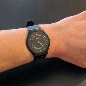 Ultra Thin Women's Black Polka-Dot Swatch Watch